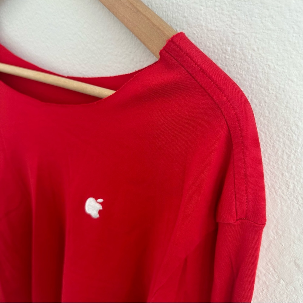 Apple Red long sleeve cropped top off the shoulder T-shirt - Picture 4 of 5